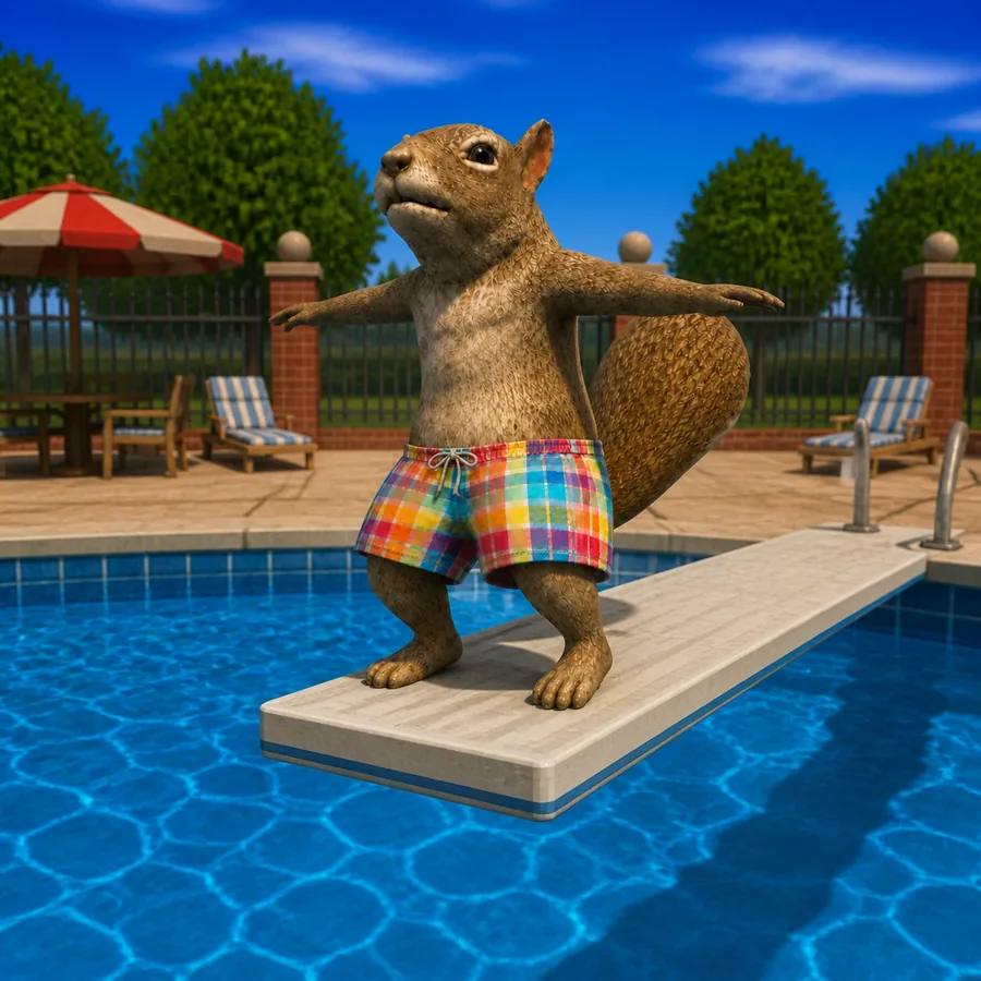 skwirl on a diving board